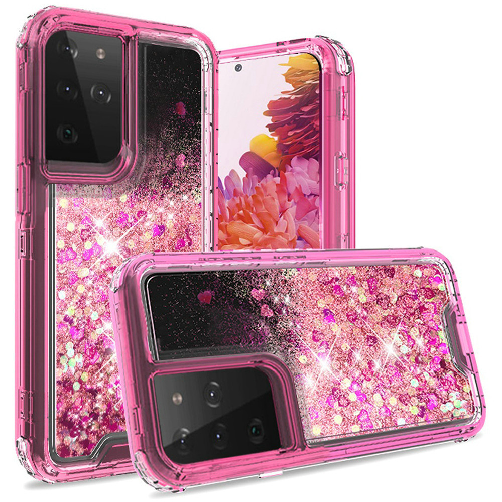 Atomic Quicksand Glitter Waterfall Hybrid Case For Samsung Galaxy S21 Ultra 5g Hot Pink Hd Accessory Atomic Quicksand Glitter Waterfall Hybrid Case For Samsung Galaxy S21 Ultra 5g Hot Pink Hd Accessory