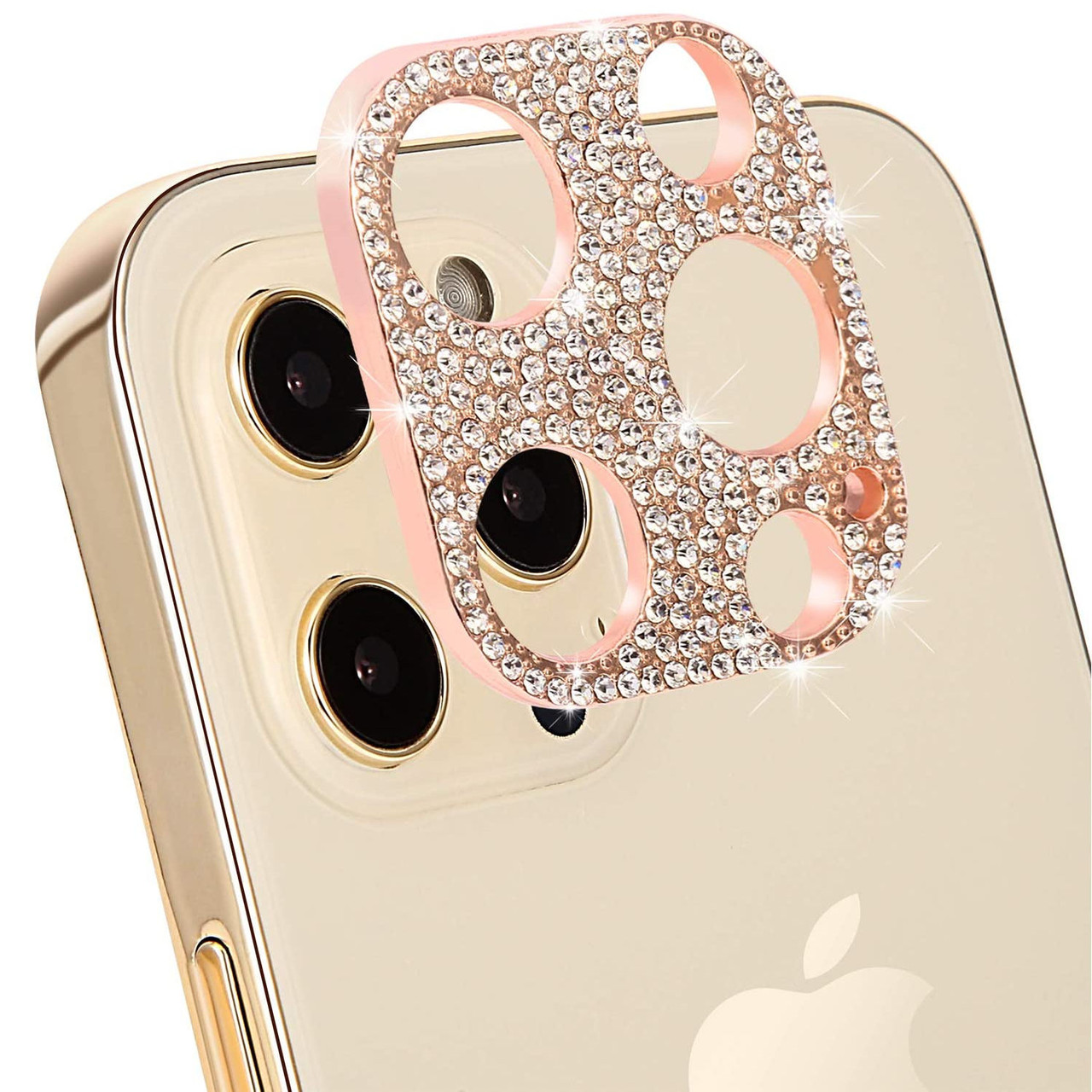 Sparkling Rhinestone Adhesive Rear Camera Lens Protector For Iphone 12 Pro Max Rose Gold Hd Accessory