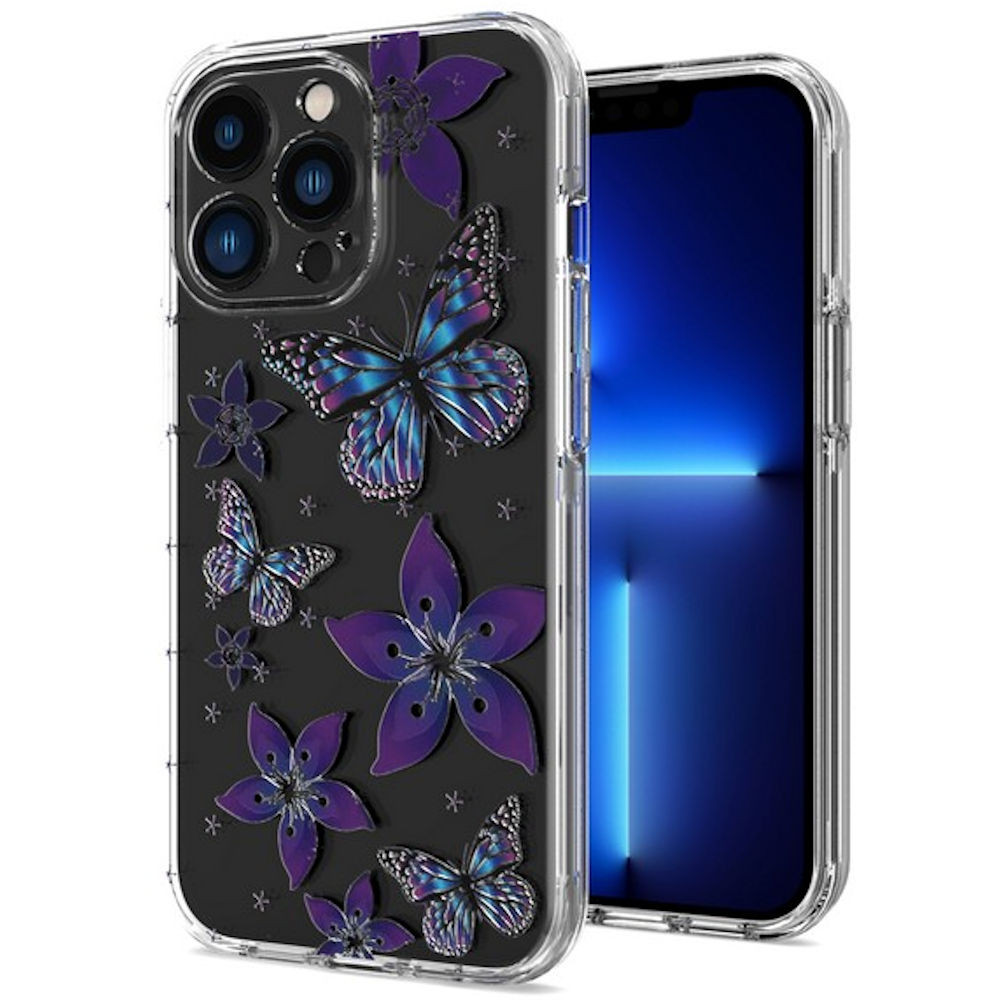 Butterfly Series Dual Layer Transparent Hybrid Case for iPhone 13 Pro