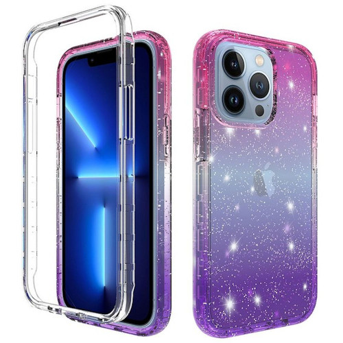 Color Gradient Sheer Sparkle Case For Iphone 13 Pro Pink Purple Hd Accessory