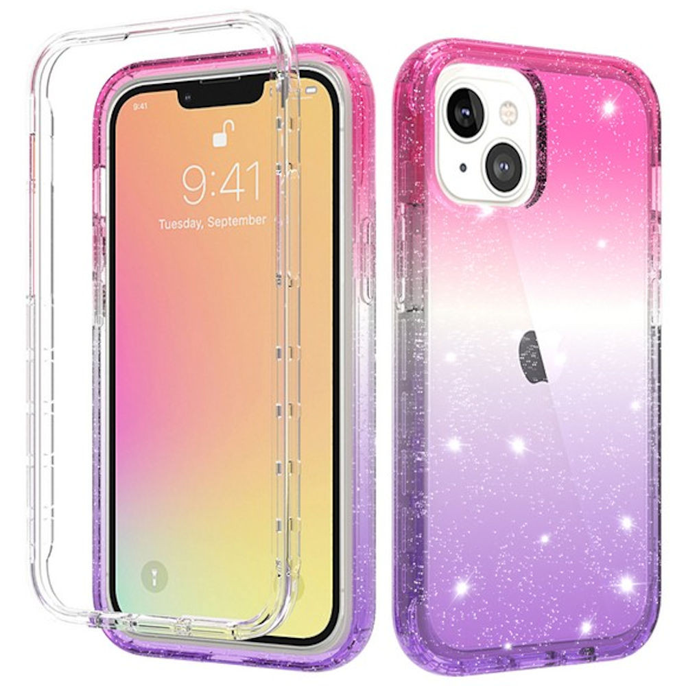 Color Gradient Sheer Sparkle Case For Iphone 13 Pink Purple Hd Accessory