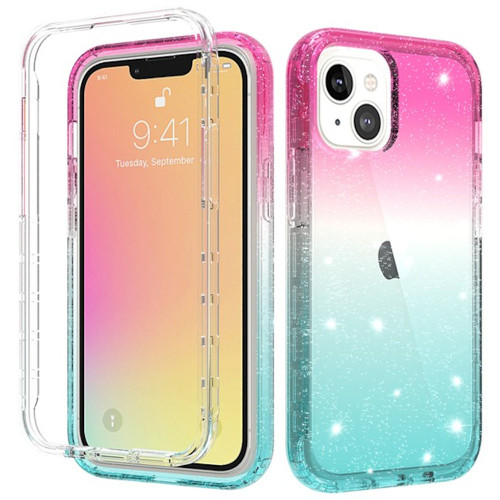 Sale Color Gradient Sheer Sparkle Case For Iphone 13 Pink Blue Hd Accessory