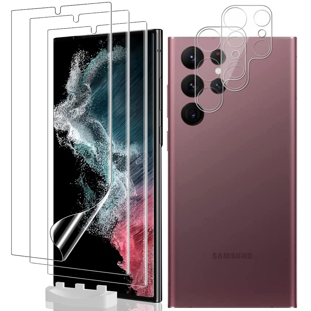 3 2 Combo Pack 3 Pack Tpu Screen Protector 2 Pack Tempered Glass Camera Lens Protector For Samsung Galaxy S22 Ultra 5g Hd Accessory