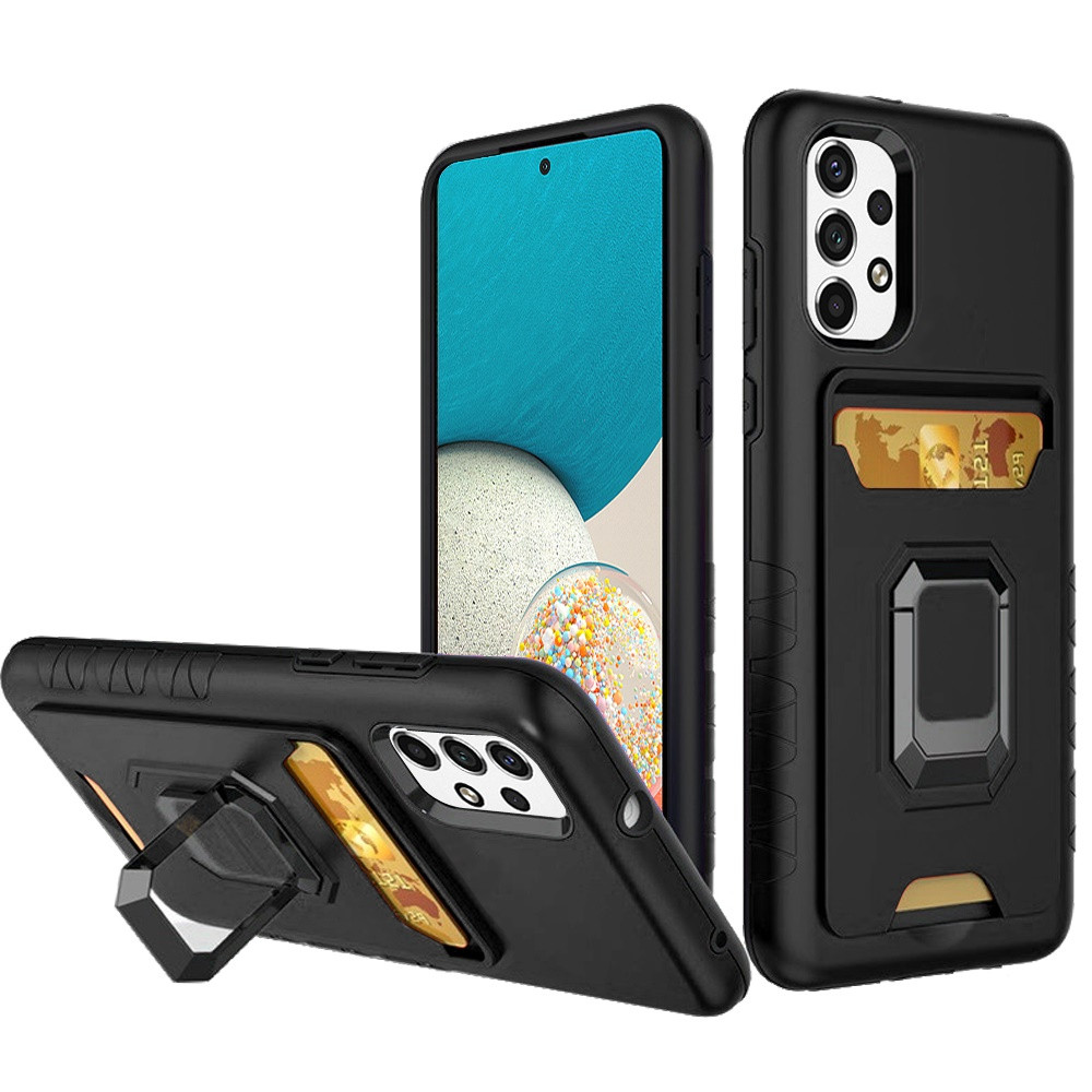Tough Ring Case with Card Slot for Samsung Galaxy A53 5G Black HD