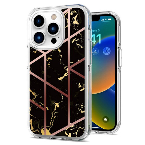 Marble Series Dual Layer Designer Case for iPhone 14 Plus Black Gold