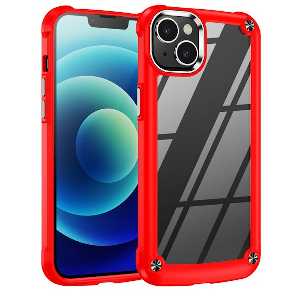 Tough Shield Snapon Transparent Case for iPhone 14 Plus Red HD