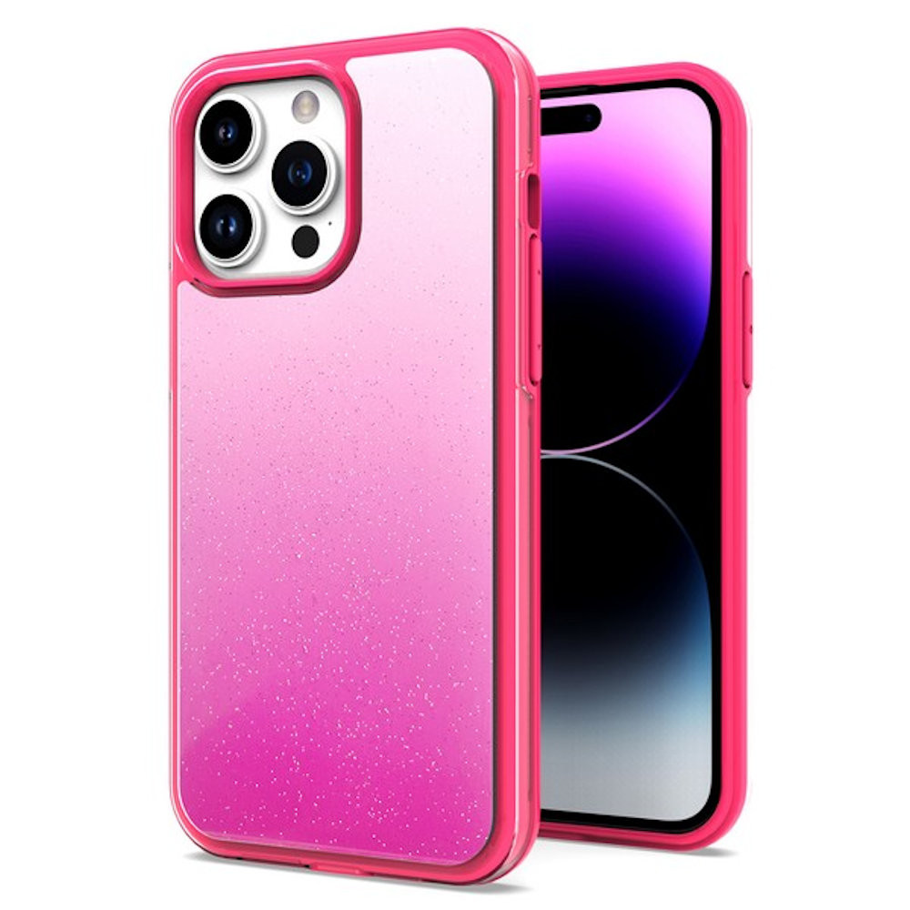 Glitter Series Hybrid Case for iPhone 14 Pro Gradient Pink HD Accessory