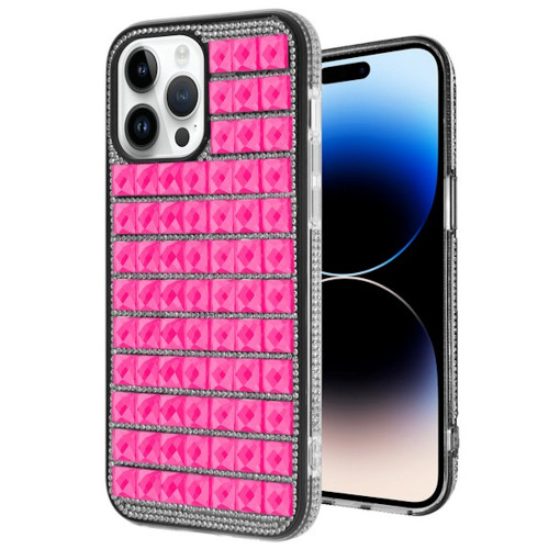 Diamond Series Crystal Rhinestones Case for iPhone 14 Pro Max Pink HD Accessory