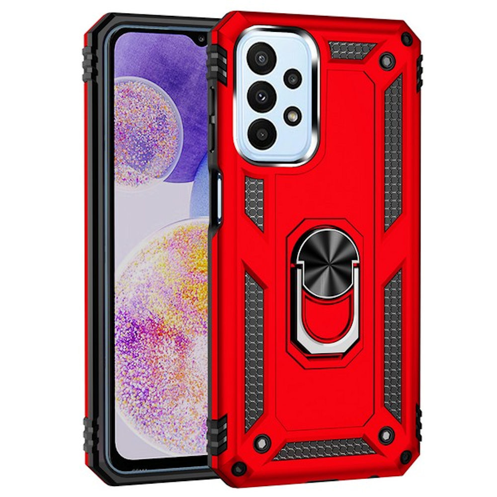 Military Grade Finger Loop Case with Ring Grip for Samsung Galaxy A23 5G -  Red - HD Accessory