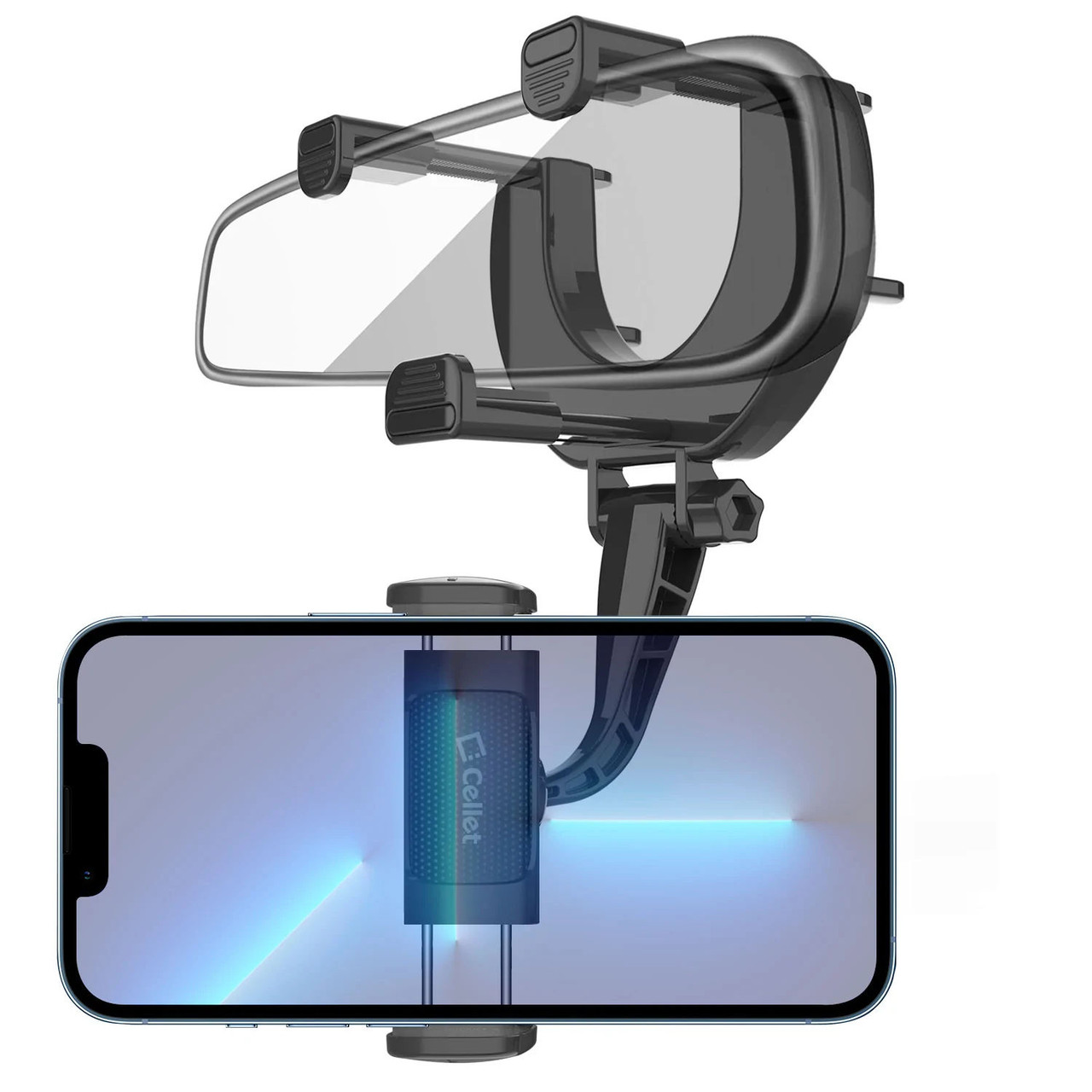 Sale* Universal Car Rear-View Mirror Phone Mount with 360 Degree Rotating  Cradle and Adjustable Brackets - HD Accessory