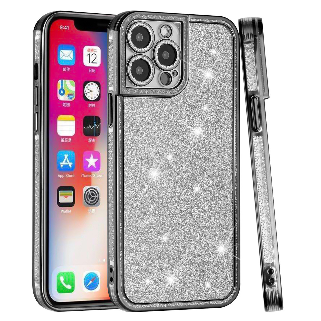 Twinkle Glitter Case for iPhone 14 Pro Black HD Accessory