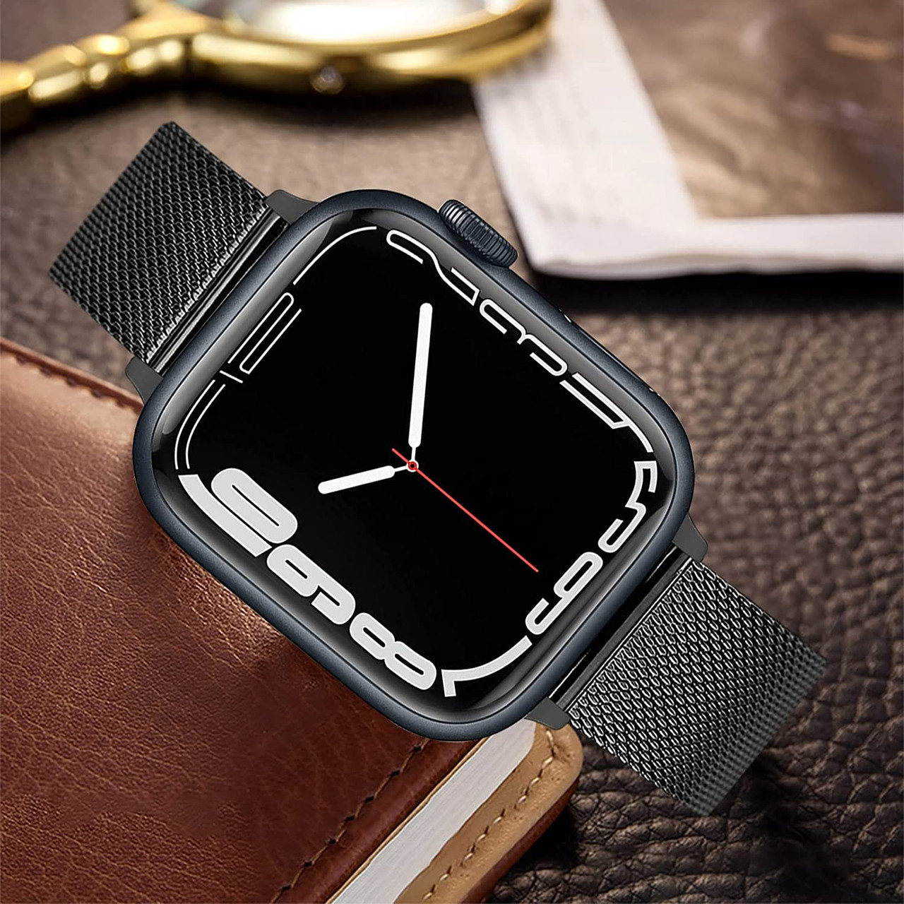 Mesh Stainless Steel Band For Apple Watch 49mm 45mm 44mm 42mm Black Hd Accessory