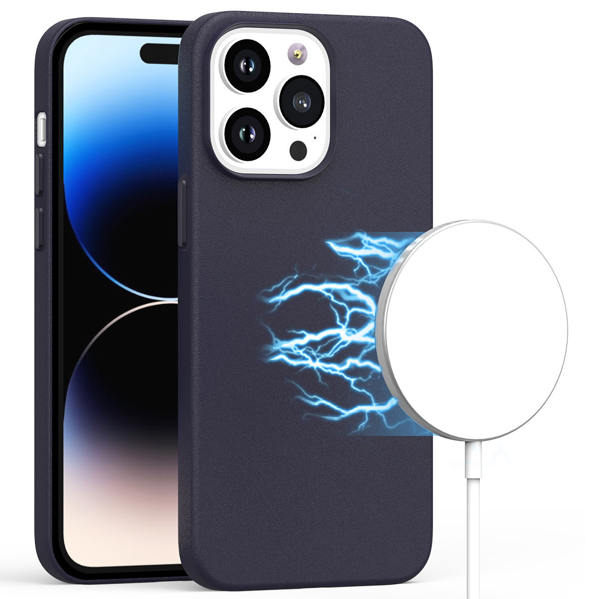 Sale* MagSafe Compatible Leather Case for iPhone 14 Pro Max - Ink