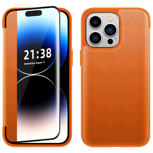 Flip Cover Leather Hybrid Case for iPhone 13 Pro Max Orange HD