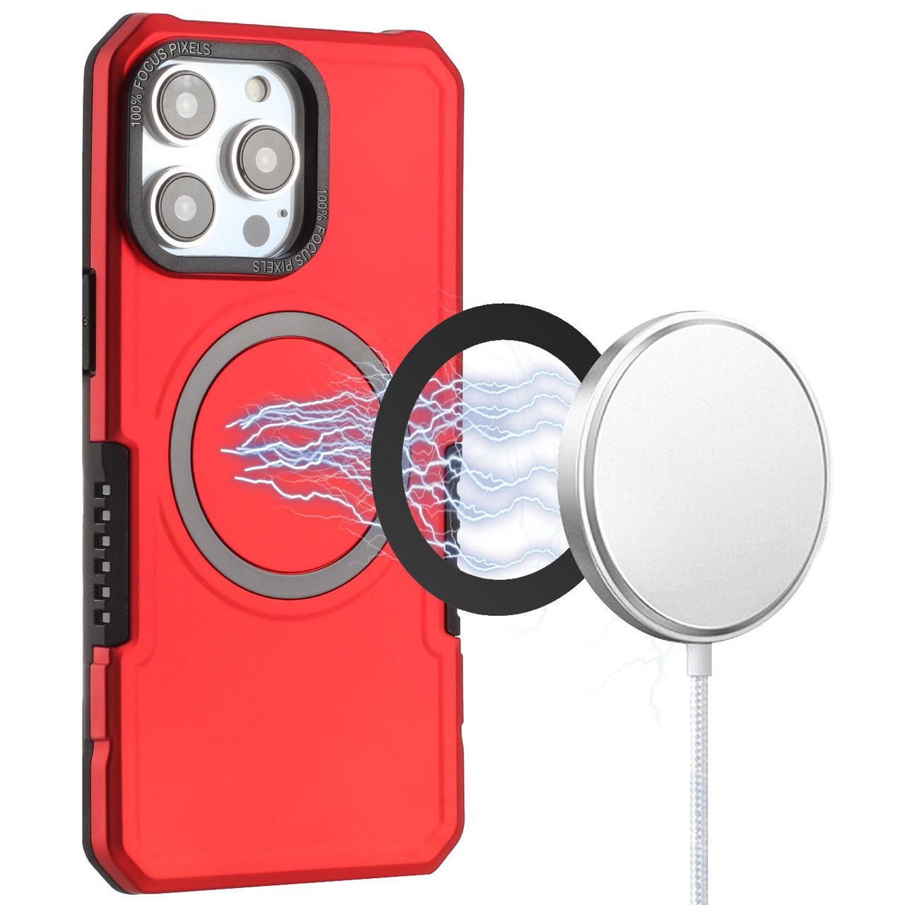 MagSafe Compatible Hybrid Case for iPhone 12 Pro Max Red HD Accessory