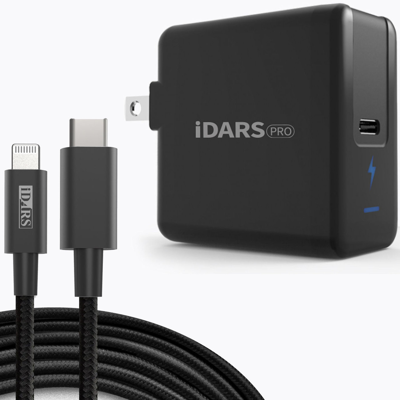 iDARS 30W USB-C PD 3.0 Power Delivery Wall Charger + MFi Certified USB-C to  Lightning Cable (6 ft) - Black - HD Accessory