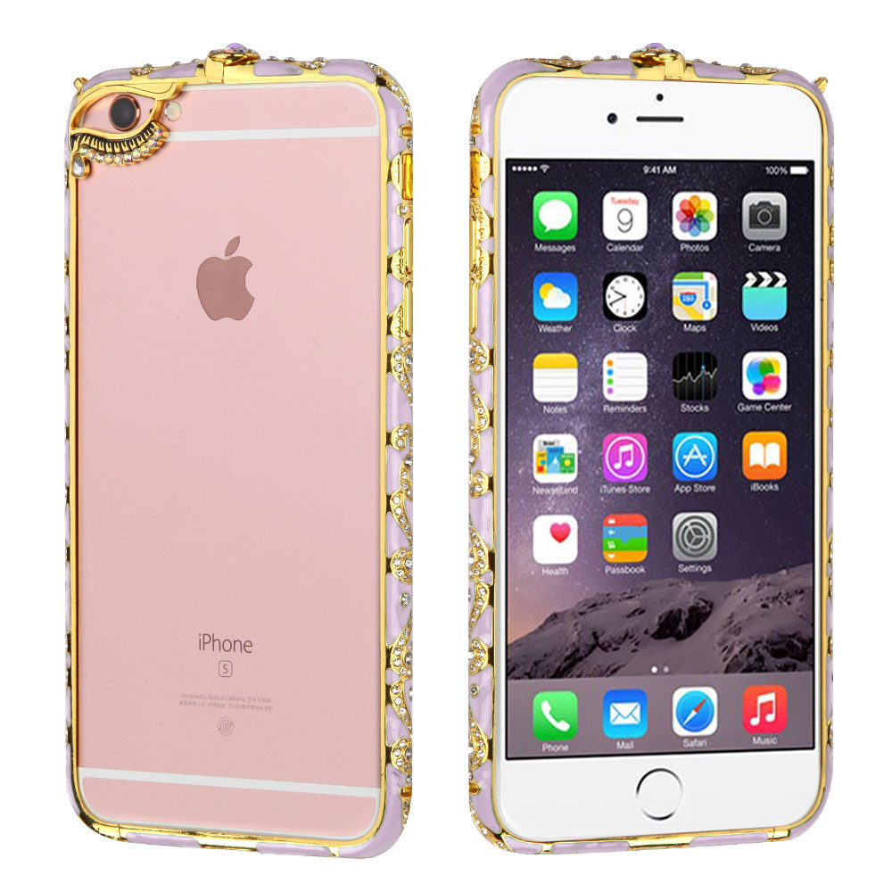 Aluminum Diamond Bumper Case For Iphone 6 Plus 6s Plus Purple Gold Hd Accessory