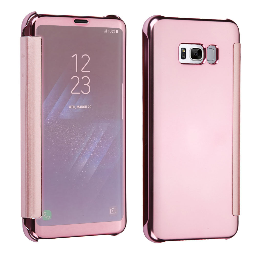 Electroplating Book-Style Case with Semi-Transparent Flip Cover for Samsung  Galaxy S8 - Rose Gold - HD Accessory