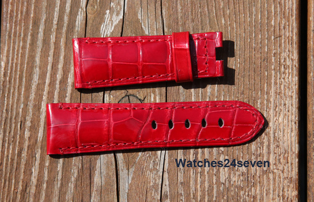 Panerai OEM Red Alligator Strap short Length Retail 425 Now 350