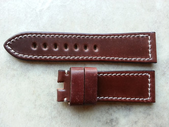 Oxblood with white stitching