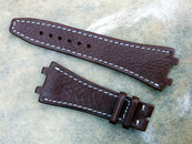 Simona Straps for Audemars Piguet Watches Brown Calf White Stiching for Deployant buckle w/ Brass Insert at lug