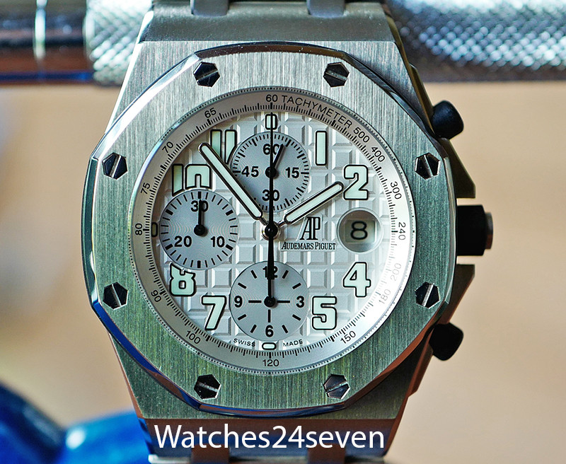 Audemars Piguet Royal Oak Offshore Chronograph Silver White Dial 42mm Watches 24 Seven