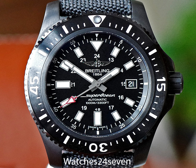 Breitling Superocean 44 Black Steel 1000 Meter Automatic Date Watches 24 Seven