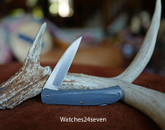 CHUCK GEDRAITIS CUSTOM FOLDING BLUE/GREY MICARTA BACK LOCK KNIFE