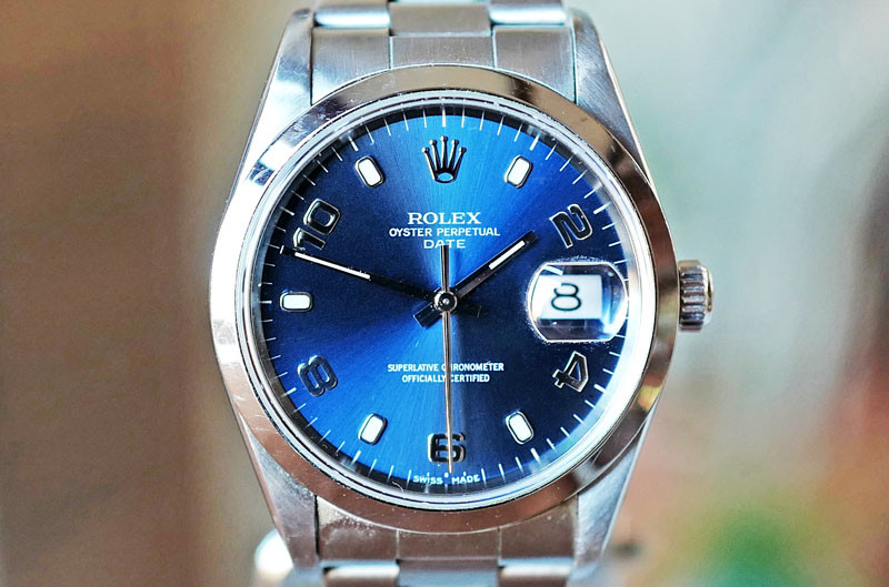 Rolex 0yster Perpetual Date Blue Dial Steel 34mm, Ref. 15000 - Watches 24  Seven