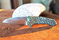 Alan Elishewitz Steel Turquoise Bamboo & Swirls Custom Folding Knife