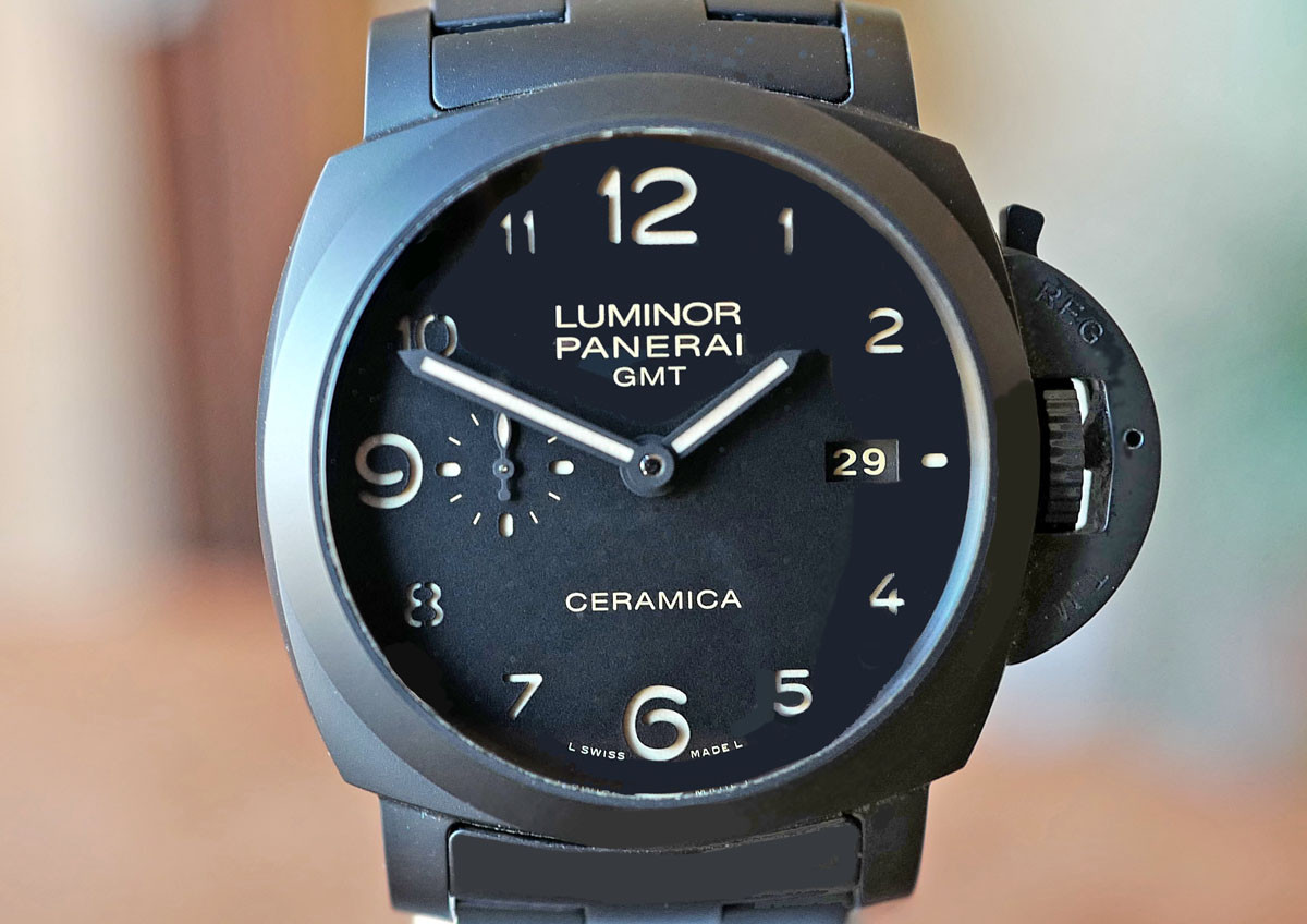 Panerai PAM 438 Luminor GMT Tuttonero Ceramic on Bracelet 44mm PAM00438 -  Watches 24 Seven