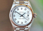 Rolex Datejust Ladies White Gold Silver Diamond Dial  26mm Ref. 79179