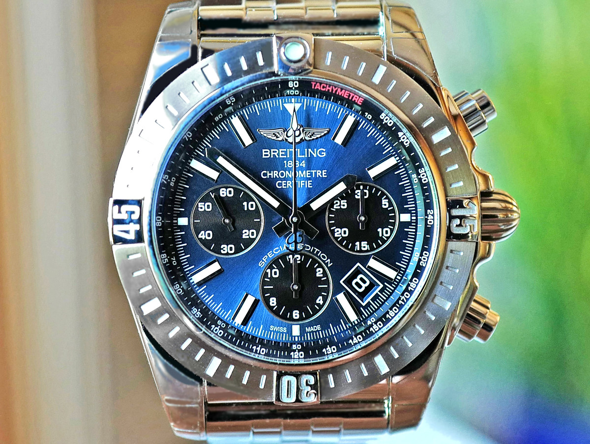 breitling chronomat blue face