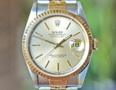 Rolex Datejust 2 Tone Champagne Dial Fluted Bezel on Jubilee 36mm Ref. 16233