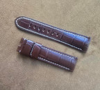 Panerai Alligator Brown with White Stitching Strap for Depoyant Buckle 24mm XL
