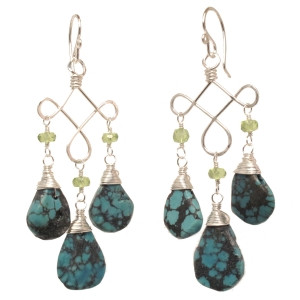 Blue Green Turquoise Earrings