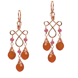 Garnet Chandelier Earrings in Mandarin Red
