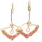 Pink Stone Dangle Earrings, Lotus Shaped