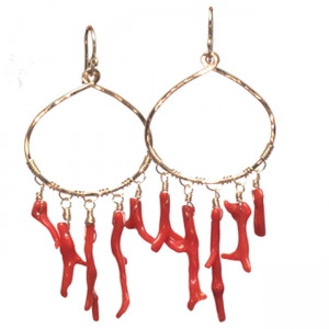 Red Coral Dangle Earrings