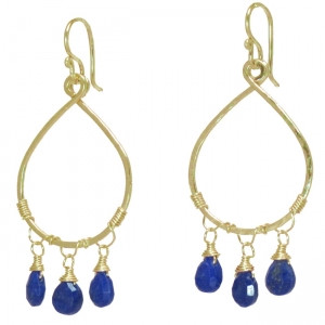 Teardrop Earrings with Gems - Customizable - Lapis Lazuli