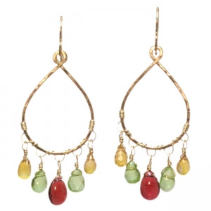 Multi-Colored Gemstone Dangle Earrings