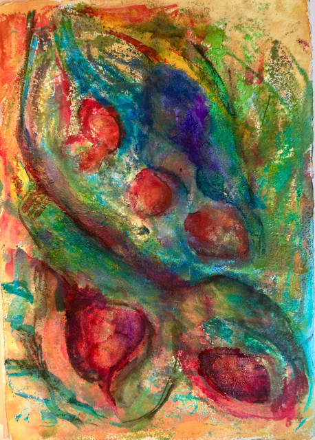 "Easy Peasy #2" Encaustic Mixed Media