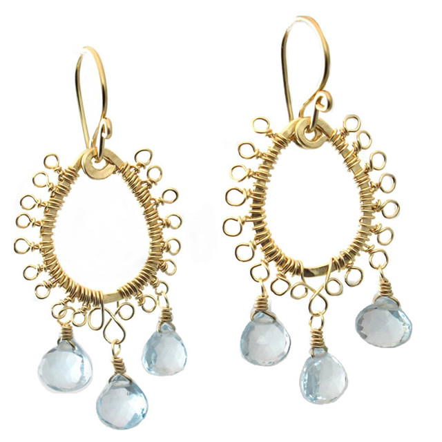 Filagree and Gemstone Teardrop Earrings