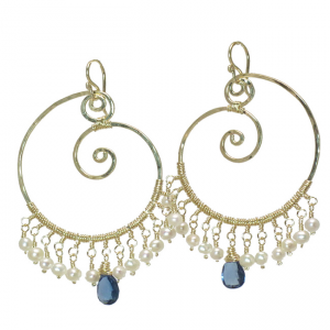 Customizable Swirl Hoop Earrings with Gems and Pearls