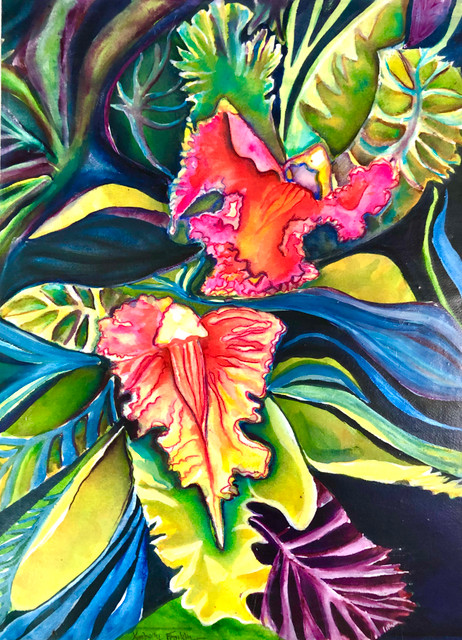 Fuschia Pink Orchid #1 Watercolor 