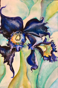 Garden Iris Orchid #1 Watercolor on Canvas