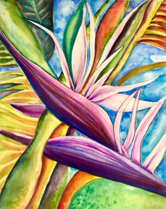 White Bird of Paradise on Canvas #1 Watercolor