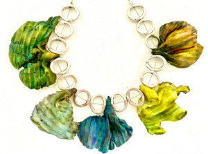 Textured Leaves Sculpted Necklace-Springtime