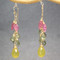 Pink and Green Stone Earrings, Princess Style