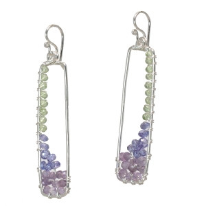 Rectangular Purple Drop Earrings